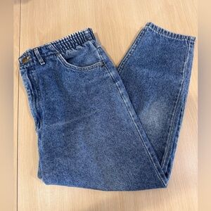 Lee Women's Straight Leg 90’s Dark Wash Jean Elastic Waist Mom Casual Pockets